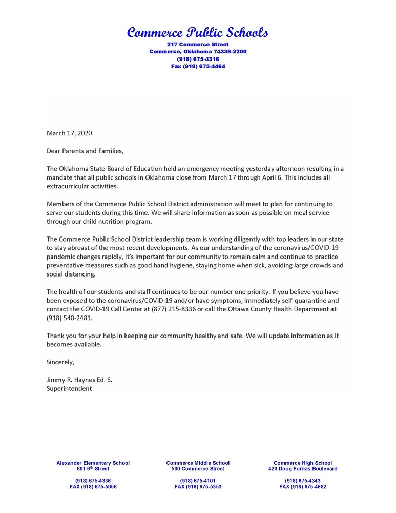 Coronavirus Message