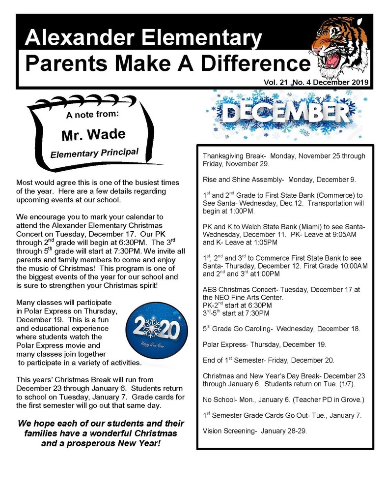 Parents Make A Difference for December 2019 p. 1