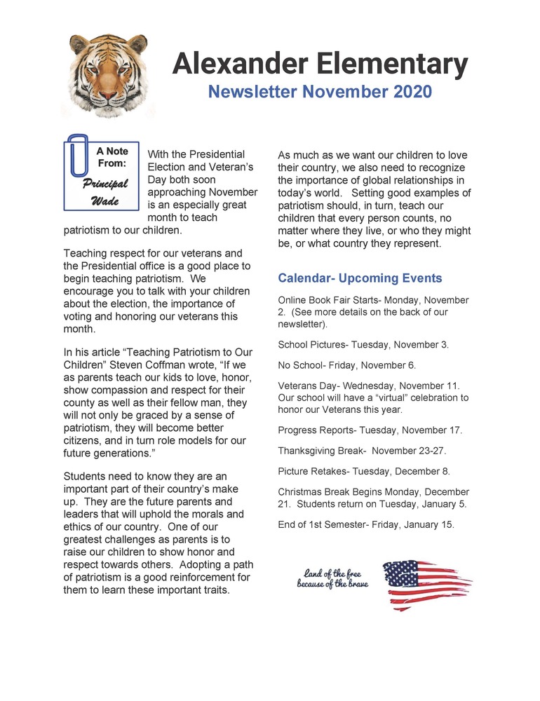 Alexander Elementary Newsletter November 2020