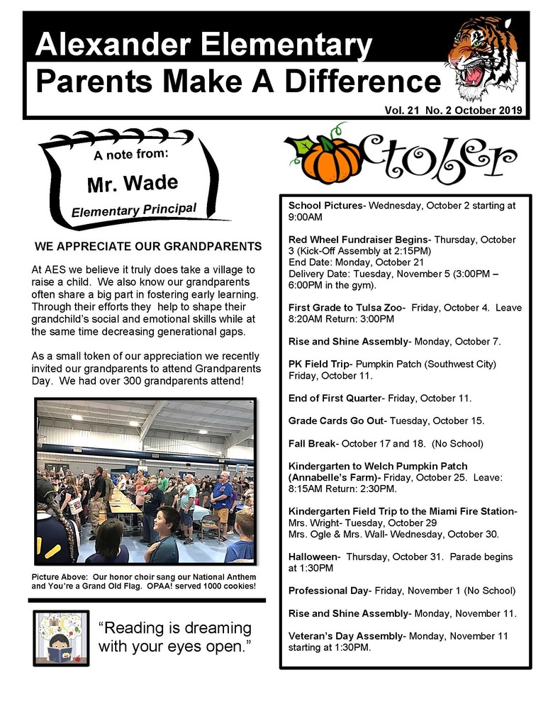 Parents Make A Difference for October 2019 p. 1