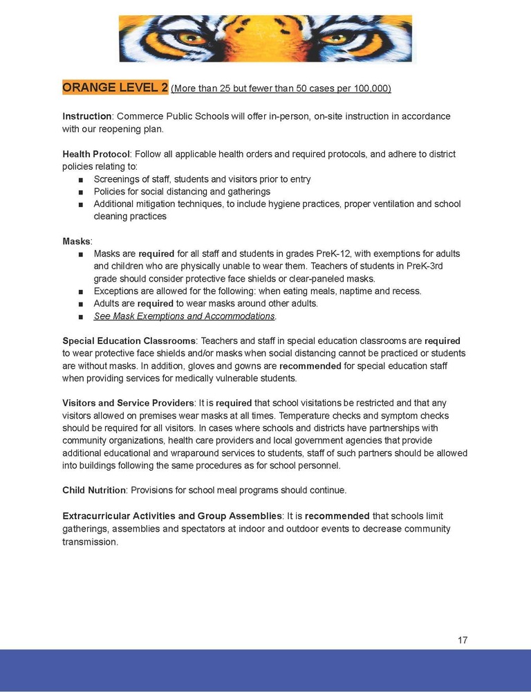 Orange Level 2 Safety Protocols