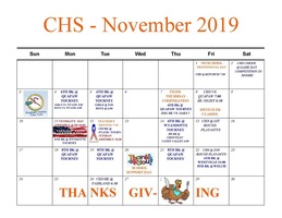 CMS Calendar for November 2019