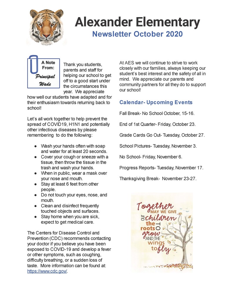 Alexander Elementary Newsletter October 2020